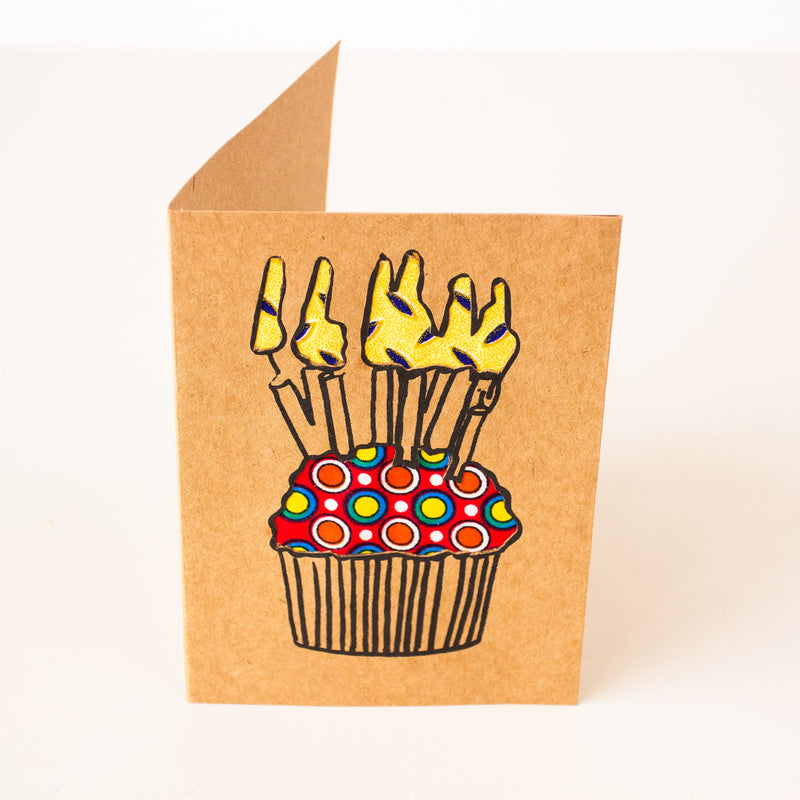 Happy Birthday Cupcake Card - Kenyan materials and design for a fair trade boutique