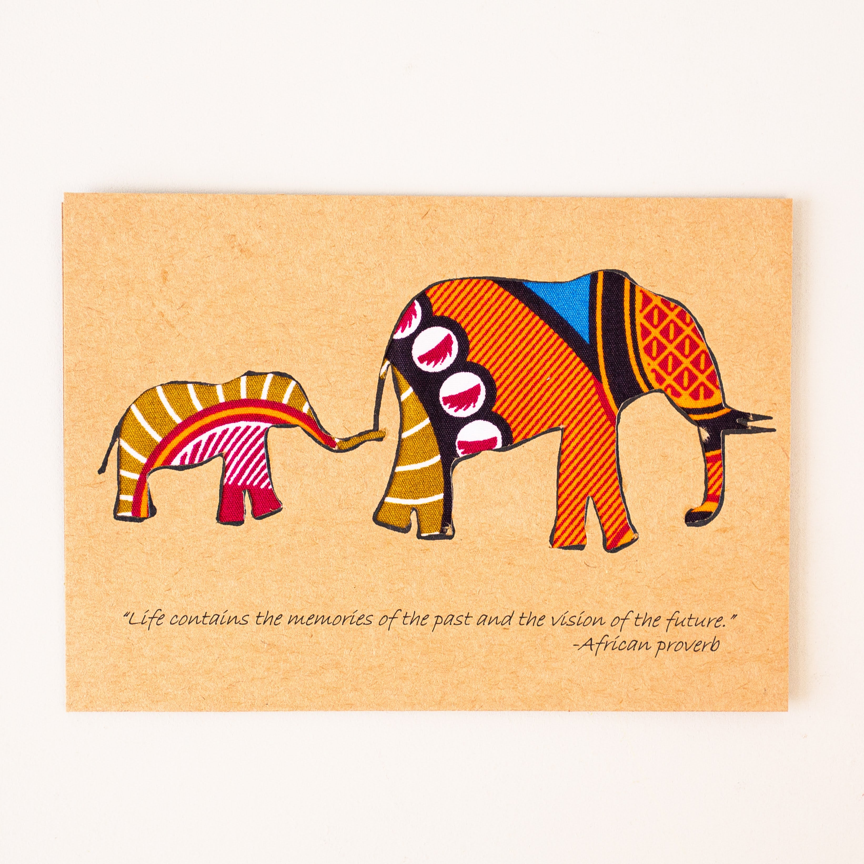 Elephant and Baby Card - Kenyan design and materials for a Fair Trade boutique
