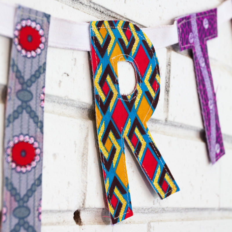 Happy Birthday Garland - handmade by the women of Amani using Kenyan materials for a Fair Trade boutique