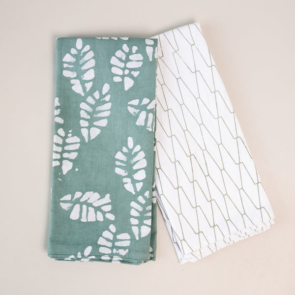 Tea Towel Set | Batik/Screen Print Combo - Kenyan materials and design for a fair trade boutique