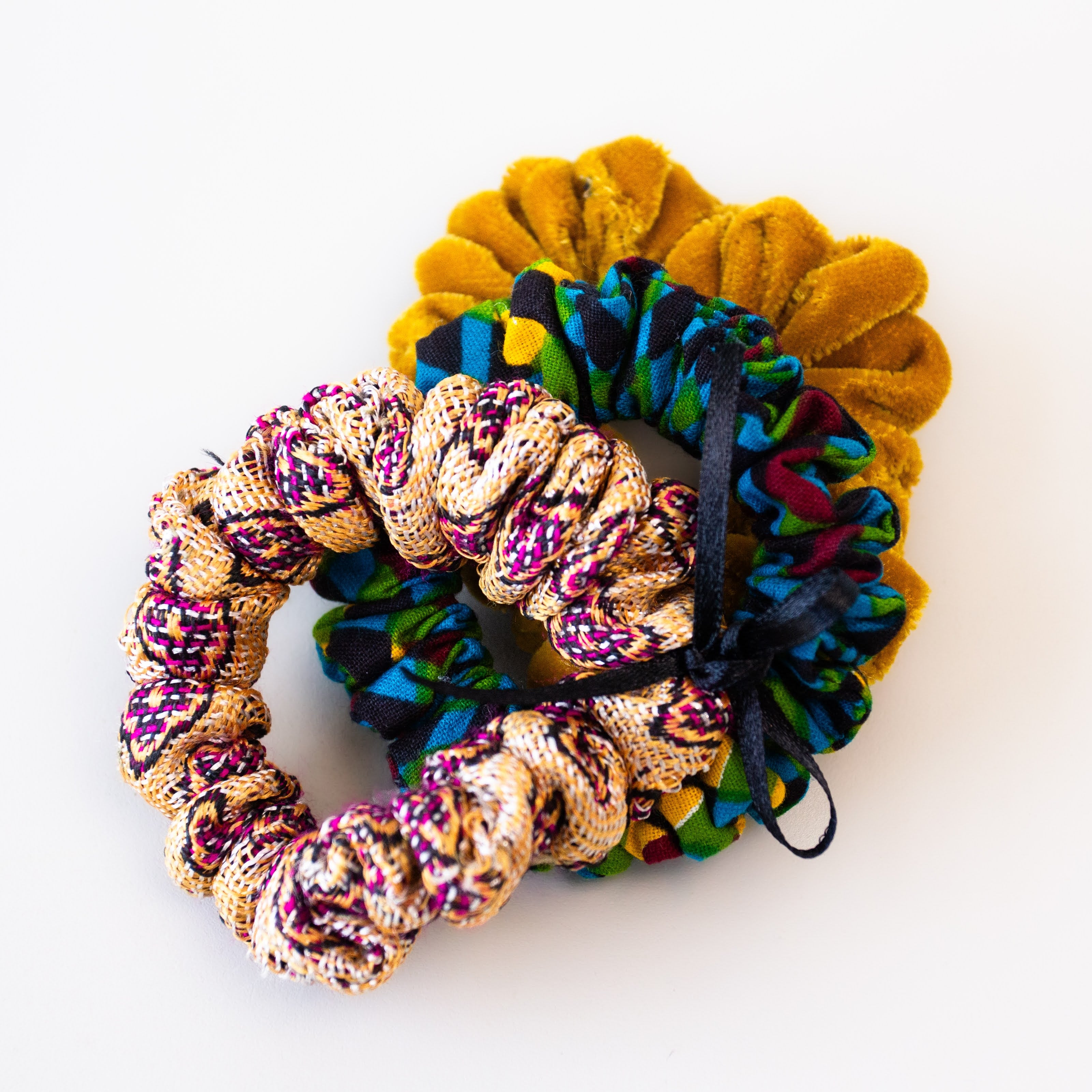 Scrunchie Set - handmade by the women of Amani using Kenyan materials for a Fair Trade boutique