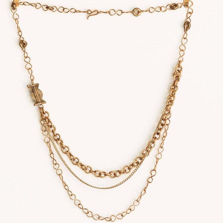 Triple Chain Brass Necklace - Kenyan materials and design for a fair trade boutique