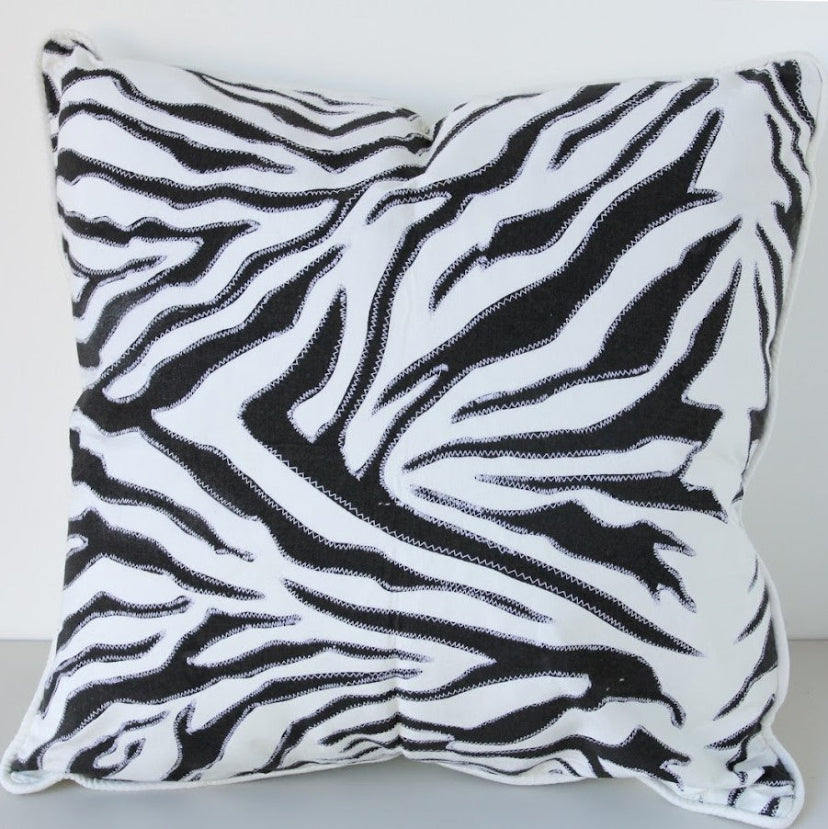 Fair trade zebra patterned pillow case handmade by the women of Amani ya Juu in Kenya for a social enterprise