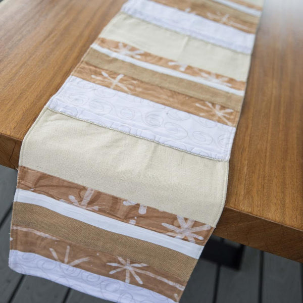 White Traditional Table Runner - Kenyan materials and design for a fair trade boutique