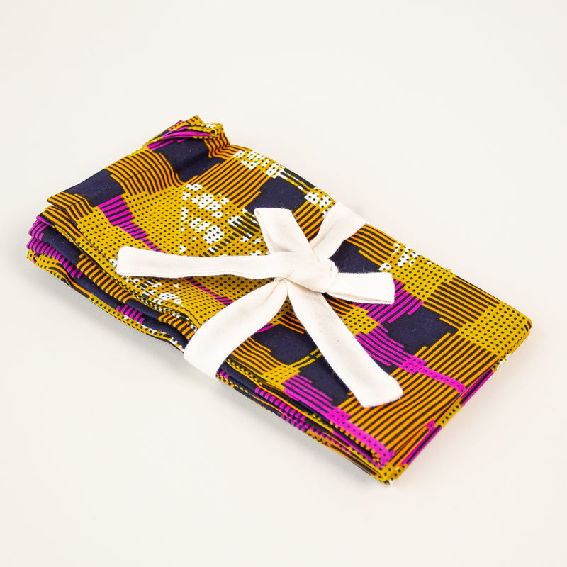 Fair trade kitenge Napkin Set handmade by the women of Amani Kenya in East Africa