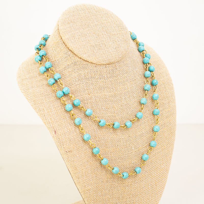 Beaded Turquoise Necklace - handmade by market artisans using Kenyan materials for a Fair Trade boutique