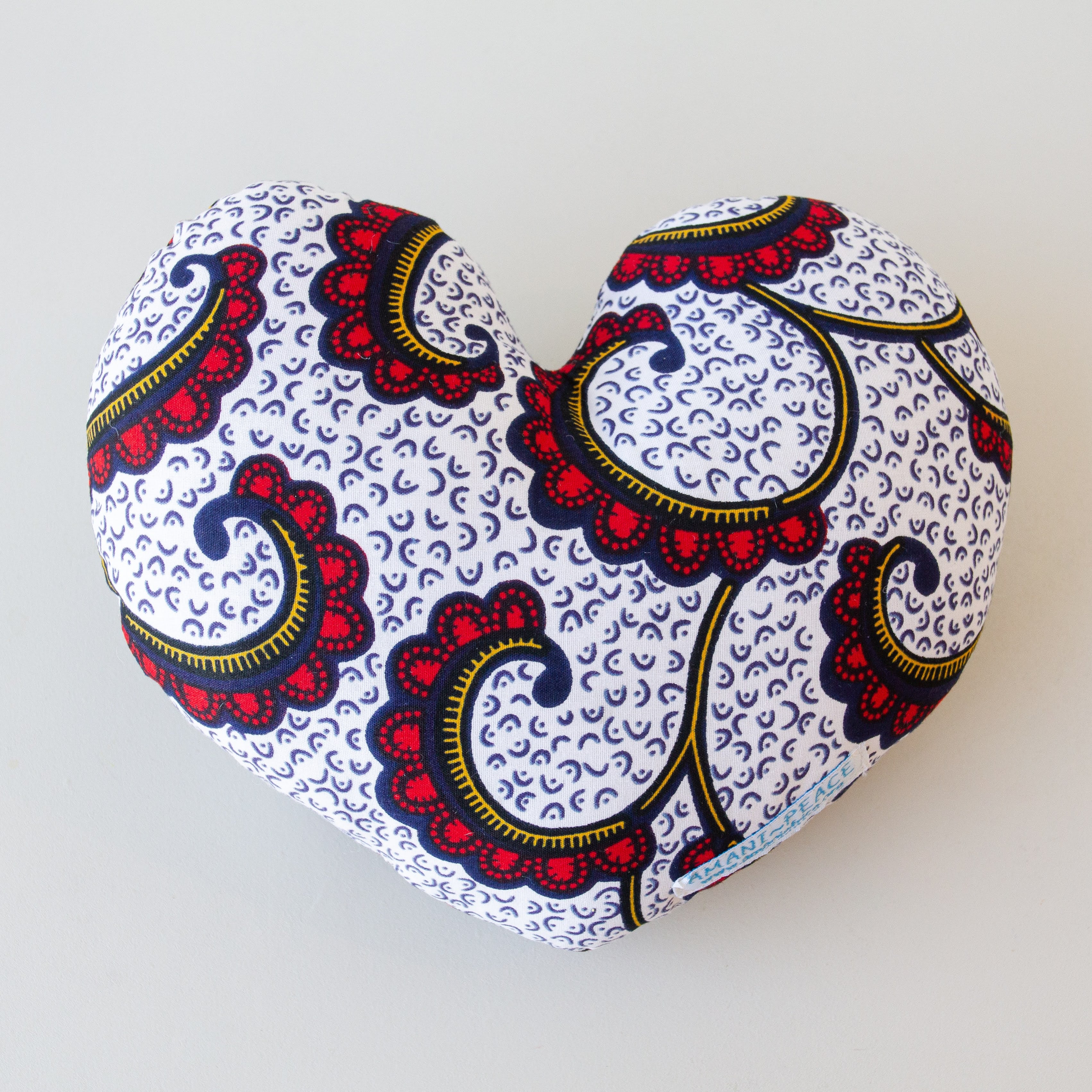 Kanga Heart Pillow - Kenyan materials and design for a fair trade boutique