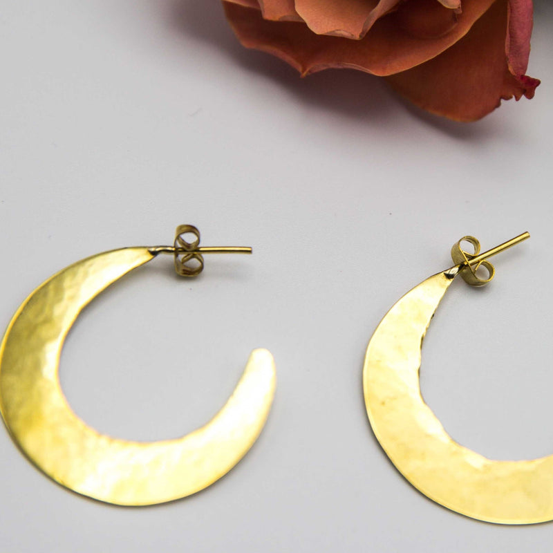 Hammered Brass Disk Earrings - Kenyan materials and design for a fair trade boutique