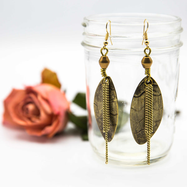 Leaf & Chain Earrings - Kenyan materials and design for a fair trade boutique