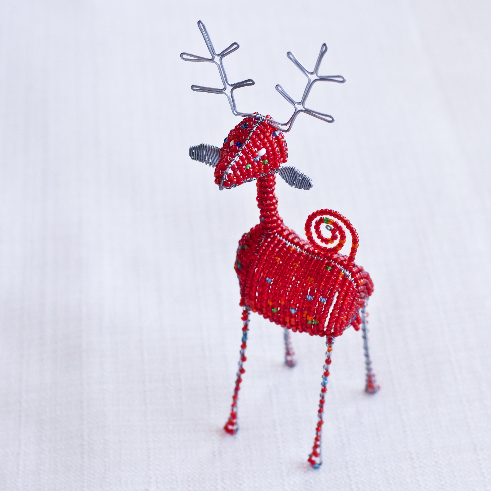 Beaded Reindeer - Kenyan materials and design for a fair trade boutique