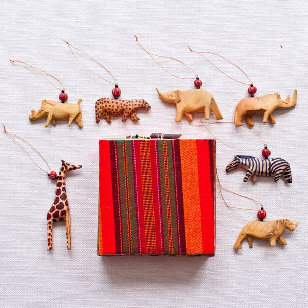 African Animals Ornament Set - Kenyan materials and design for a fair trade boutique